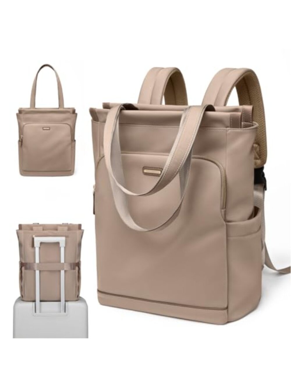 Convertible Laptop Backpack Tote Nylon Water Resistant Fits 17.3"